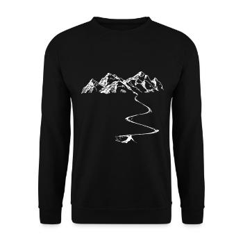 Montagne - Ligne sinueuse - Ski - (14) - Sweat-shirt Unisexe - noir - Devant - Alina (178cm) & Michal (187cm)
