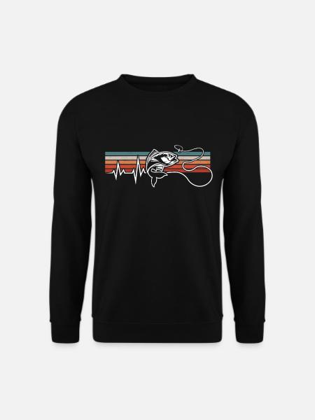 ANGELN HERZSCHLAG EKG FISCHEN ANGELSCHNUR ANGLER - Unisex Pullover - Schwarz