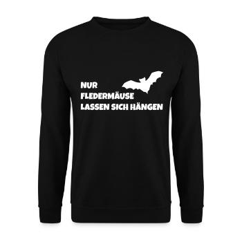 Nur Fledermäuse lassen sich hängen - Unisex Pullover - Schwarz - Vorne - Alina (178cm) & Michal (187cm)