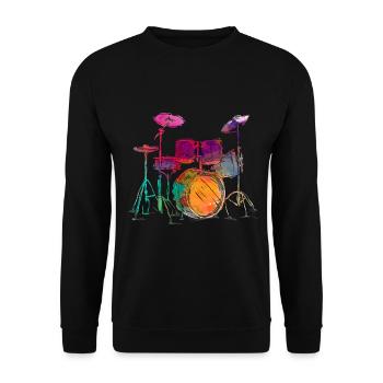 Water Color Style Drummer Drum Set Schlagzeuger - Unisex Sweatshirt - black - Front - Alina (178cm) & Michal (187cm)