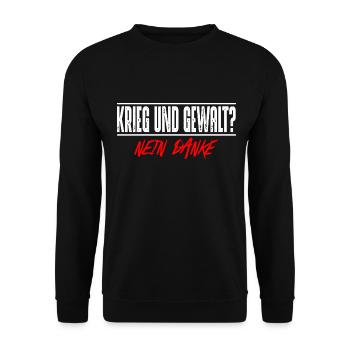 Krieg und Gewalt - Unisex Pullover - Schwarz - Vorne - Alina (178cm) & Michal (187cm)