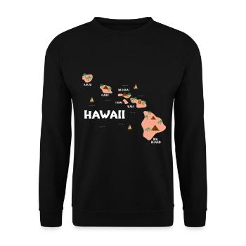 Hawaiian Islands Map Vintage Souvenir - Unisex Pullover - Schwarz - Vorne - Alina (178cm) & Michal (187cm)