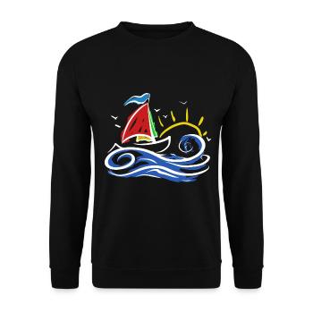Seglen Segelboot Segler - Unisex Pullover - Schwarz - Vorne - Alina (178cm) & Michal (187cm)
