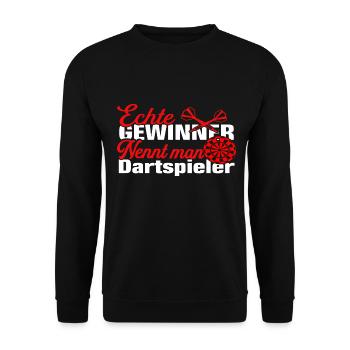 Dartspieler Darten Darts Dart Spruch - Unisex Pullover - Schwarz - Vorne - Alina (178cm) & Michal (187cm)