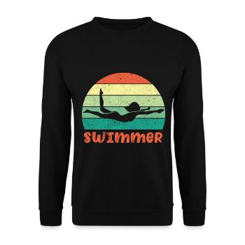 Schwimmer Schwimmen 50 Meter Bahn - Unisex Pullover - Schwarz - Vorne - Alina (178cm) & Michal (187cm)