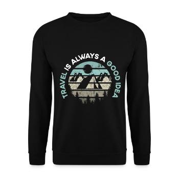 Urlaub Reisen Flugzeug Sonne Meer Strand - Unisex Pullover - Schwarz - Vorne - Alina (178cm) & Michal (187cm)