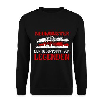 Neumünster Der Geburtsort Von Legenden - Unisex Pullover - Schwarz - Vorne - Alina (178cm) & Michal (187cm)