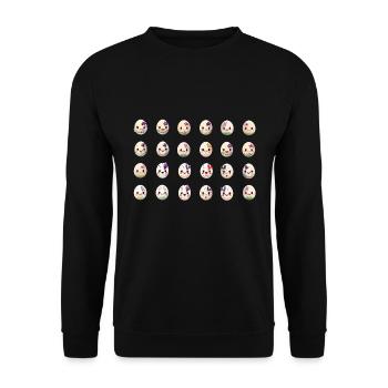 Ostermuster Ostermotiv viele bunte Eier - Unisex Pullover - Schwarz - Vorne - Alina (178cm) & Michal (187cm)