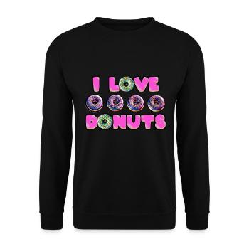 Ich liebe Donuts - Unisex Pullover - Schwarz - Vorne - Alina (178cm) & Michal (187cm)