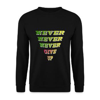 Gib niemals auf - Unisex Pullover - Schwarz - Vorne - Alina (178cm) & Michal (187cm)