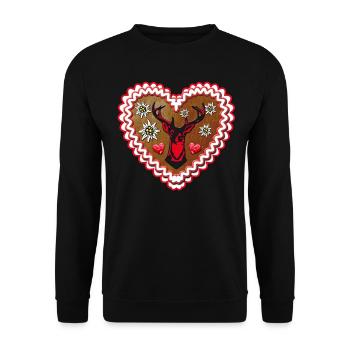 Gingerbread proud Deer Stag - Love Heart - Unisex Sweatshirt - black - Front - Alina (178cm) & Michal (187cm)