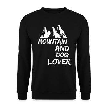 Berge und Hunde Liebhaber Geschenk - Unisex Pullover - Schwarz - Vorne - Alina (178cm) & Michal (187cm)