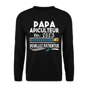 Papa 2023 Apiculteur Apiculture Cadeau Humour - Sweat-shirt Unisexe - noir - Devant - Alina (178cm) & Michal (187cm)
