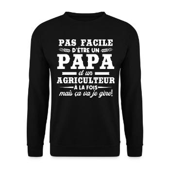Papa et un agriculteur - Sweat-shirt Unisexe - noir - Devant - Alina (178cm) & Michal (187cm)