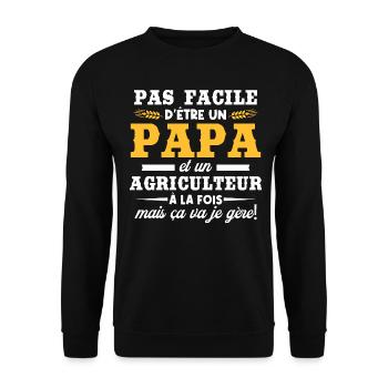 Papa et un agriculteur - Sweat-shirt Unisexe - noir - Devant - Alina (178cm) & Michal (187cm)