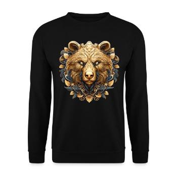 Kunstvoller Bär - Unisex Pullover - Schwarz - Vorne - Alina (178cm) & Michal (187cm)
