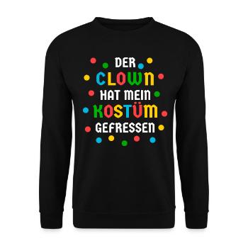 Clown Kostüm gefressen lustige Sprüche Karneval - Unisex Pullover - Schwarz - Vorne - Alina (178cm) & Michal (187cm)
