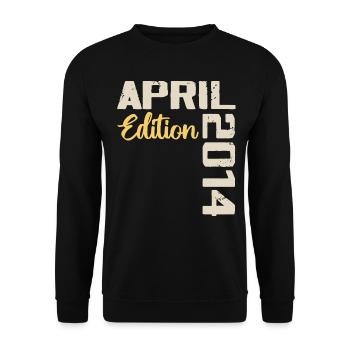 Geburtstag 10 Jahre April 2014 Jubiläumsgeschenk - Unisex Pullover - Schwarz - Vorne - Alina (178cm) & Michal (187cm)