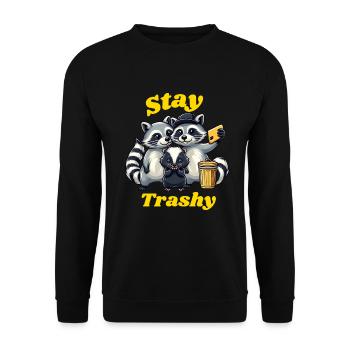 Stay Trashy Funny Raccoon, Opossum, Skunk funny - Unisex Sweatshirt - black - Front - Alina (178cm) & Michal (187cm)