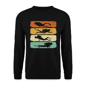 Plongée Rétro Diver Scuba Diver - Sweat-shirt Unisexe - noir - Devant - Alina (178cm) & Michal (187cm)