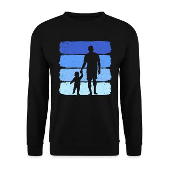 Vater mit Sohn retro papa und sohn - Unisex Pullover - Schwarz - Vorne - Alina (178cm) & Michal (187cm)