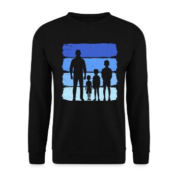 Papa und drei Kinder T-Shirt vater und 3 Söhne - Unisex Pullover - Schwarz - Vorne - Alina (178cm) & Michal (187cm)
