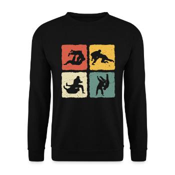 Jiu-Jitsu Retro Jiu jitsu - Unisex Pullover - Schwarz - Vorne - Alina (178cm) & Michal (187cm)