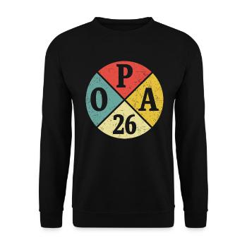 Opa 26 Geschenk Großvater Zukünftiger Opa 2026 - Unisex Pullover - Schwarz - Vorne - Alina (178cm) & Michal (187cm)