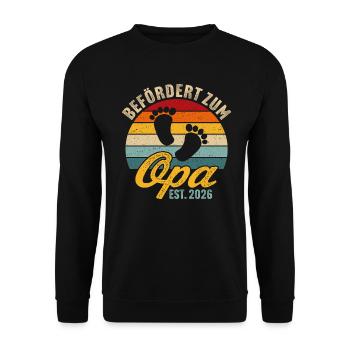Befördert zum Opa 2026 Großvater seit 2026 - Unisex Pullover - Schwarz - Vorne - Alina (178cm) & Michal (187cm)