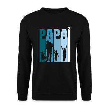 Papa und drei Kinder T-Shirt vater und 3 Söhne - Unisex Pullover - Schwarz - Vorne - Alina (178cm) & Michal (187cm)