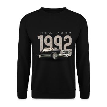 1992 Black and Beige Vintage New York Fashion - Unisex Sweatshirt - black - Front - Alina (178cm) & Michal (187cm)