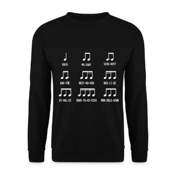 Musik Noten Komponisten - Unisex Pullover - Schwarz - Vorne - Alina (178cm) & Michal (187cm)