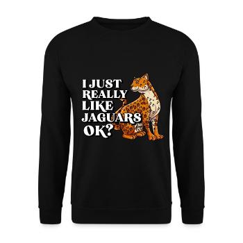 Jaguar Geschenkidee - Unisex Pullover - Schwarz - Vorne - Alina (178cm) & Michal (187cm)