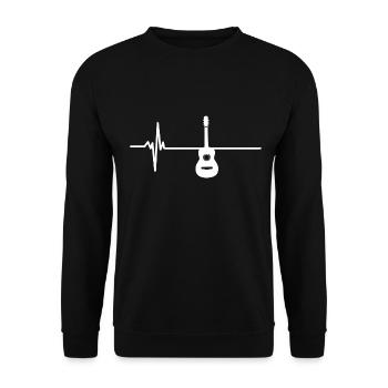 Acoustic Guitar Heartbeat Vintage Musician T-Shirt - Unisex Sweatshirt - black - Front - Alina (178cm) & Michal (187cm)