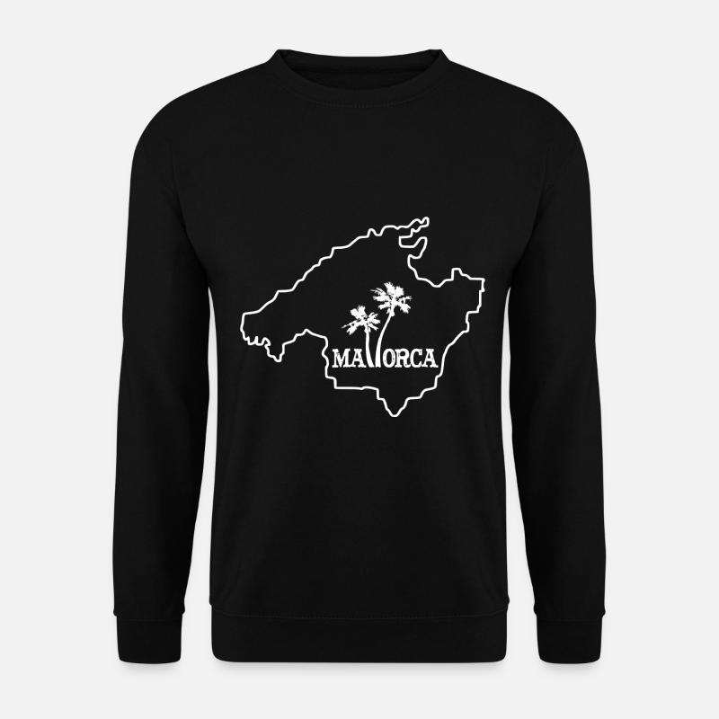 Karte von der Insel von Mallorca mit zwei Palmen - Unisex Pullover - Schwarz
