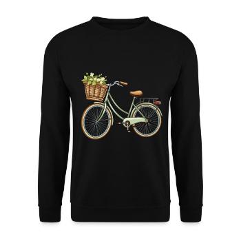 Retro Bicycle with Flowers Fahrrad mit Blumen - Unisex Sweatshirt - black - Front - Alina (178cm) & Michal (187cm)