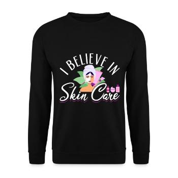 Esthetician I Believe In Skin Care - Unisex Pullover - Schwarz - Vorne - Alina (178cm) & Michal (187cm)