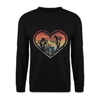 Rétro Australien Shepherd Vintage Shepherd Chien - Sweat-shirt Unisexe - noir - Devant - Alina (178cm) & Michal (187cm)