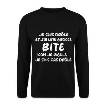 Je suis drôle et j'ai une grosse bite - Sweat-shirt Unisexe - noir - Devant - Alina (178cm) & Michal (187cm)