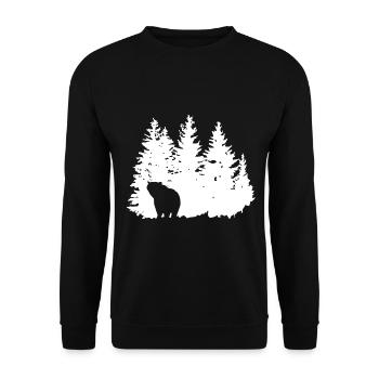 Trees - Bear - (3) - Unisex Sweatshirt - black - Front - Alina (178cm) & Michal (187cm)