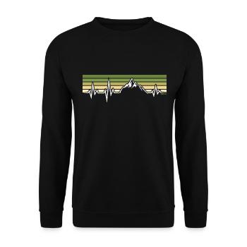 HERZSCHLAG BERGE EKG WANDERER BERGSTEIGER WANDERN - Unisex Pullover - Schwarz - Vorne - Alina (178cm) & Michal (187cm)