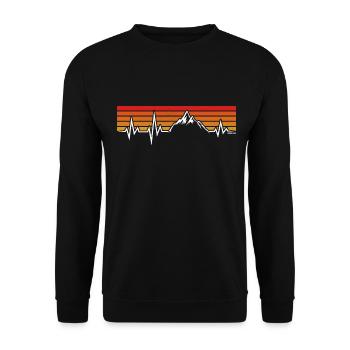 HEARTBEAT MOUNTAINS ECG HIKERS MOUNTAINEERS HIKING - Unisex Sweatshirt - black - Front - Alina (178cm) & Michal (187cm)