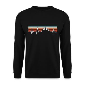 HEARTBEAT MOUNTAINS ECG HIKERS MOUNTAINEERS HIKING - Unisex Sweatshirt - black - Front - Alina (178cm) & Michal (187cm)