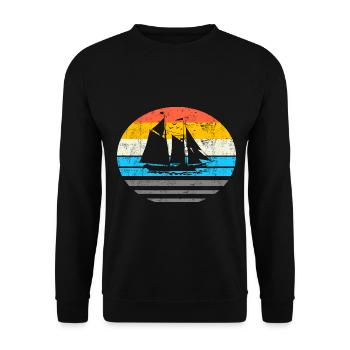 Voilier Voilier - Rétro Vintage Silhouette - Sweat-shirt Unisexe - noir - Devant - Alina (178cm) & Michal (187cm)