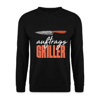 Grillen Grillmeister BBQ Grillkönig - Unisex Pullover - Schwarz - Vorne - Alina (178cm) & Michal (187cm)