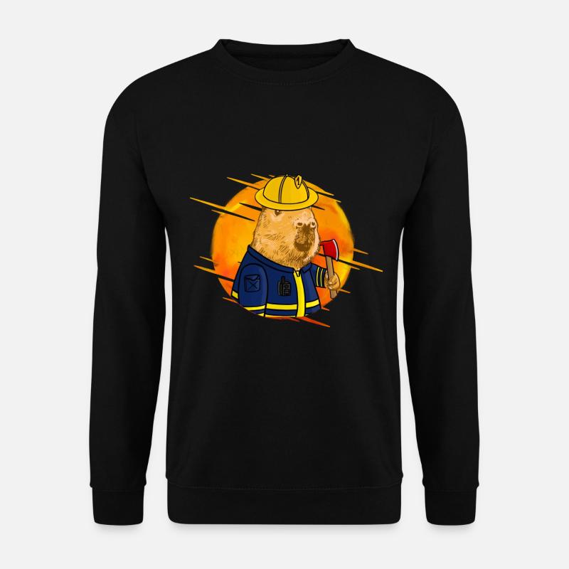 Capybara Feuerwehrmann - Unisex Pullover - Schwarz