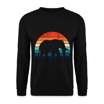 Elephant - big game, tusk, ivory sunset - Unisex Sweatshirt - black - Front - Alina (178cm) & Michal (187cm)