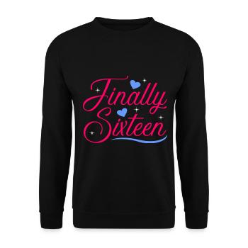 16. Geburtstag - Unisex Pullover - Schwarz - Vorne - Alina (178cm) & Michal (187cm)