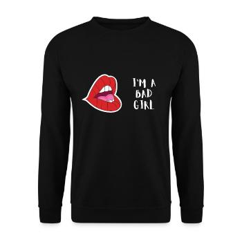 Lippen Frau Frauen Girl Bad - Unisex Pullover - Schwarz - Vorne - Alina (178cm) & Michal (187cm)