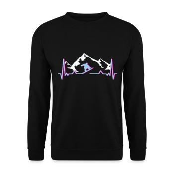 Heartbeat Snowboard Stylish Mountain - Unisex Sweatshirt - black - Front - Alina (178cm) & Michal (187cm)